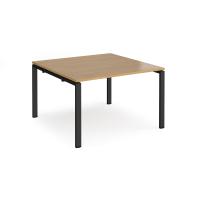 Adapt square boardroom table 1200mm x 1200mm - black frame, oak top