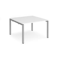 Adapt square boardroom table 1200mm x 1200mm - silver frame, white top