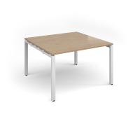 Adapt square boardroom table 1200mm x 1200mm - white frame, kendal oak top