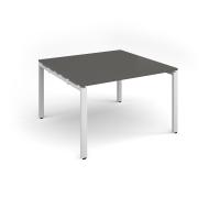 Adapt square boardroom table 1200mm x 1200mm - white frame, onyx grey top