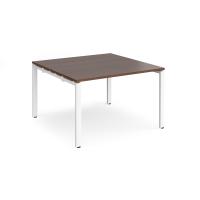 Adapt square boardroom table 1200mm x 1200mm - white frame, walnut top
