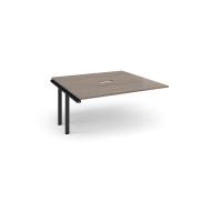 Adapt boardroom table add on unit 1600mm x 1600mm with central cutout 272mm x 132mm - black frame, Barcelona walnut top