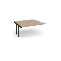 Adapt boardroom table add on unit 1600mm x 1600mm with central cutout 272mm x 132mm - black frame, kendal oak top