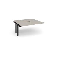 Adapt boardroom table add on unit 1600mm x 1600mm with central cutout 272mm x 132mm - black frame, light grey top