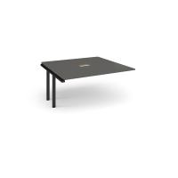 Adapt boardroom table add on unit 1600mm x 1600mm with central cutout 272mm x 132mm - black frame, onyx grey top