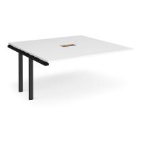 Adapt boardroom table add on unit 1600mm x 1600mm with central cutout 272mm x 132mm - black frame, white top