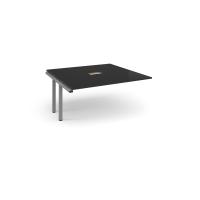 Adapt boardroom table add on unit 1600mm x 1600mm with central cutout 272mm x 132mm - silver frame, black top