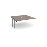 Adapt boardroom table add on unit 1600mm x 1600mm with central cutout 272mm x 132mm - silver frame, Barcelona walnut top