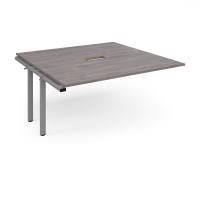 Adapt boardroom table add on unit 1600mm x 1600mm with central cutout 272mm x 132mm - silver frame, grey oak top