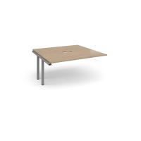 Adapt boardroom table add on unit 1600mm x 1600mm with central cutout 272mm x 132mm - silver frame, kendal oak top