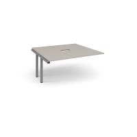 Adapt boardroom table add on unit 1600mm x 1600mm with central cutout 272mm x 132mm - silver frame, light grey top