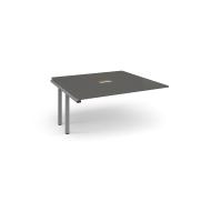 Adapt boardroom table add on unit 1600mm x 1600mm with central cutout 272mm x 132mm - silver frame, onyx grey top
