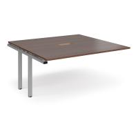 Adapt boardroom table add on unit 1600mm x 1600mm with central cutout 272mm x 132mm - silver frame, walnut top