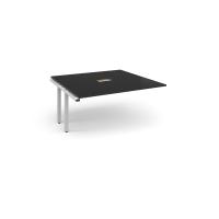 Adapt boardroom table add on unit 1600mm x 1600mm with central cutout 272mm x 132mm - white frame, black top
