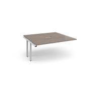 Adapt boardroom table add on unit 1600mm x 1600mm with central cutout 272mm x 132mm - white frame, Barcelona walnut top