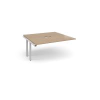 Adapt boardroom table add on unit 1600mm x 1600mm with central cutout 272mm x 132mm - white frame, kendal oak top
