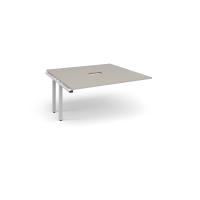 Adapt boardroom table add on unit 1600mm x 1600mm with central cutout 272mm x 132mm - white frame, light grey top