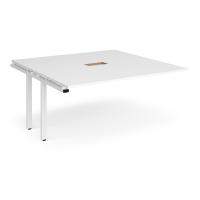 Adapt boardroom table add on unit 1600mm x 1600mm with central cutout 272mm x 132mm - white frame, white top