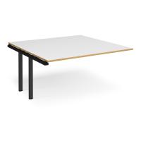 Adapt boardroom table add on unit 1600mm x 1600mm - black frame, white top with oak edging