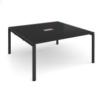 Adapt square boardroom table 1600mm x 1600mm with central cutout 272mm x 132mm - black frame, black top