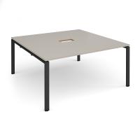 Adapt square boardroom table 1600mm x 1600mm with central cutout 272mm x 132mm - black frame, light grey top