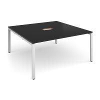 Adapt square boardroom table 1600mm x 1600mm with central cutout 272mm x 132mm - white frame, black top