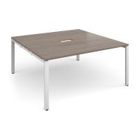 Adapt square boardroom table 1600mm x 1600mm with central cutout 272mm x 132mm - white frame, Barcelona walnut top