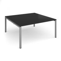 Adapt square boardroom table 1600mm x 1600mm - silver frame, black top