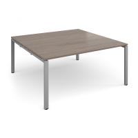 Adapt square boardroom table 1600mm x 1600mm - silver frame, Barcelona walnut top
