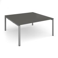 Adapt square boardroom table 1600mm x 1600mm - silver frame, onyx grey top