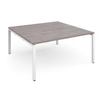 Adapt square boardroom table 1600mm x 1600mm - white frame, grey oak top