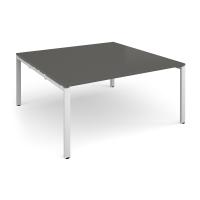 Adapt square boardroom table 1600mm x 1600mm - white frame, onyx grey top