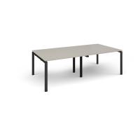 Adapt rectangular boardroom table 2400mm x 1200mm - black frame, light grey top