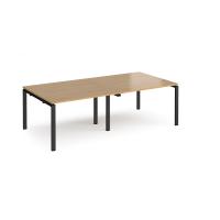 Adapt rectangular boardroom table 2400mm x 1200mm - black frame, oak top
