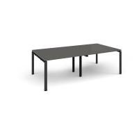 Adapt rectangular boardroom table 2400mm x 1200mm - black frame, onyx grey top
