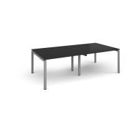 Adapt rectangular boardroom table 2400mm x 1200mm - silver frame, black top