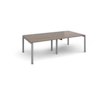 Adapt rectangular boardroom table 2400mm x 1200mm - silver frame, Barcelona walnut top