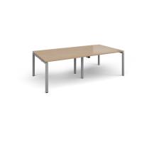 Adapt rectangular boardroom table 2400mm x 1200mm - silver frame, kendal oak top
