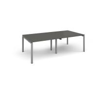 Adapt rectangular boardroom table 2400mm x 1200mm - silver frame, onyx grey top