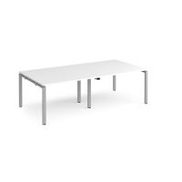 Adapt rectangular boardroom table 2400mm x 1200mm - silver frame, white top