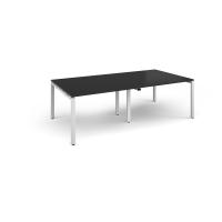 Adapt rectangular boardroom table 2400mm x 1200mm - white frame, black top