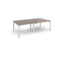 Adapt rectangular boardroom table 2400mm x 1200mm - white frame, Barcelona walnut top