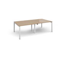Adapt rectangular boardroom table 2400mm x 1200mm - white frame, kendal oak top