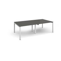 Adapt rectangular boardroom table 2400mm x 1200mm - white frame, onyx grey top