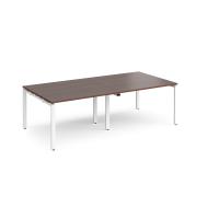 Adapt rectangular boardroom table 2400mm x 1200mm - white frame, walnut top