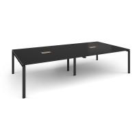 Adapt rectangular boardroom table 3200mm x 1600mm with 2 cutouts 272mm x 132mm - black frame, black top