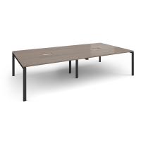 Adapt rectangular boardroom table 3200mm x 1600mm with 2 cutouts 272mm x 132mm - black frame, Barcelona walnut top