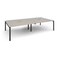 Adapt rectangular boardroom table 3200mm x 1600mm with 2 cutouts 272mm x 132mm - black frame, light grey top
