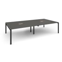 Adapt rectangular boardroom table 3200mm x 1600mm with 2 cutouts 272mm x 132mm - black frame, onyx grey top