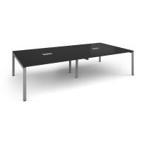 Adapt rectangular boardroom table 3200mm x 1600mm with 2 cutouts 272mm x 132mm - silver frame, black top